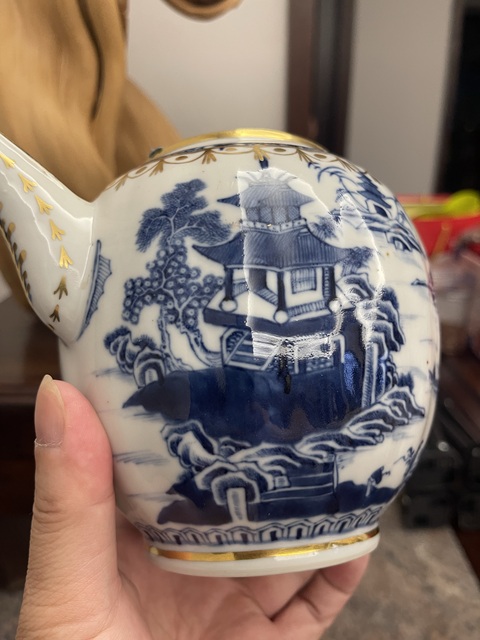 古玩陶瓷樓臺亭閣山水執壺真品鑒賞圖