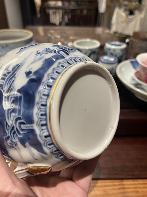 古玩陶瓷樓臺亭閣山水執壺真品鑒賞圖
