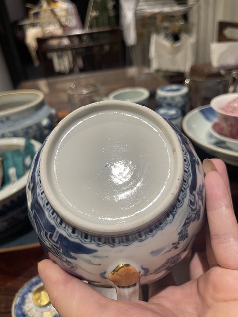 古玩陶瓷樓臺亭閣山水執壺真品鑒賞圖