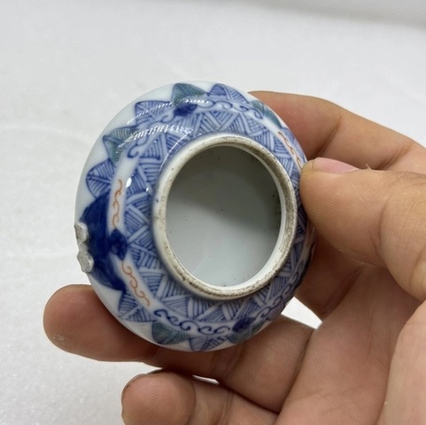 古玩陶瓷青花加彩鳥食碗真品鑒賞圖