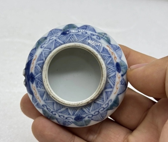 古玩陶瓷青花加彩鳥食碗真品鑒賞圖