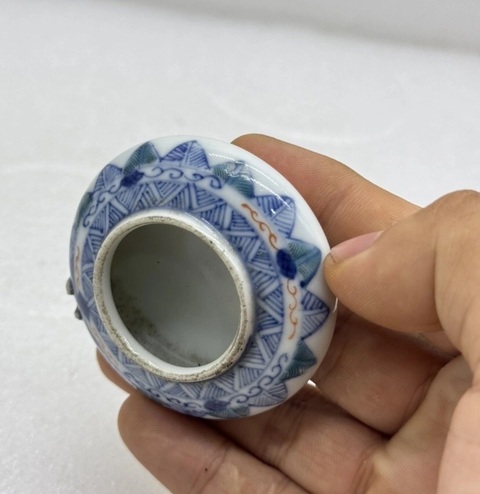 古玩陶瓷青花加彩鳥食碗真品鑒賞圖