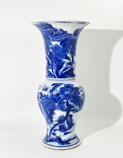 古玩陶瓷青花鶴鹿同春圖鳳尾尊真品鑒賞圖