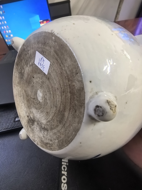 古玩陶瓷山水紋青花三乳足缽式香爐真品鑒賞圖