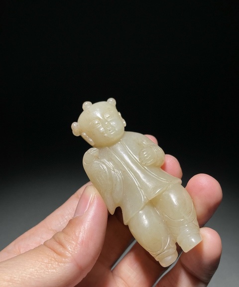 古玩玉器和田玉童子真品鑒賞圖