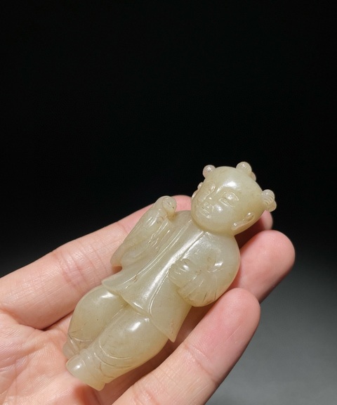 古玩玉器和田玉童子真品鑒賞圖