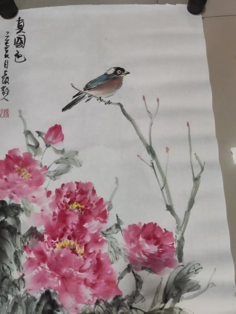 古玩字畫河南名家謝英慧 花卉拍賣,當前價格10元