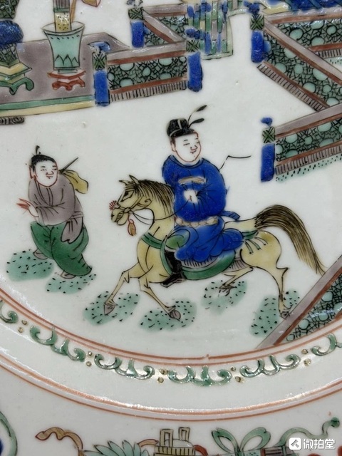 古玩陶瓷清康熙五彩人物故事圖盤真品鑒賞圖
