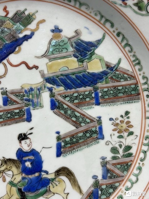 古玩陶瓷清康熙五彩人物故事圖盤真品鑒賞圖