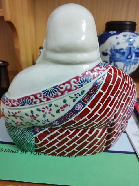古玩陶瓷粉彩彌勒笑佛真品鑒賞圖