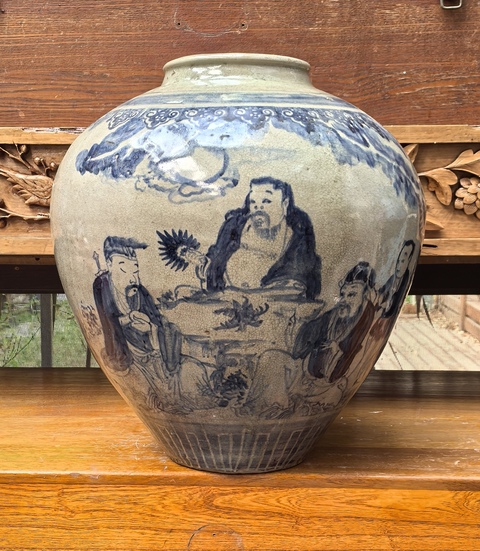 古玩陶瓷八仙圖青花罐真品鑒賞圖