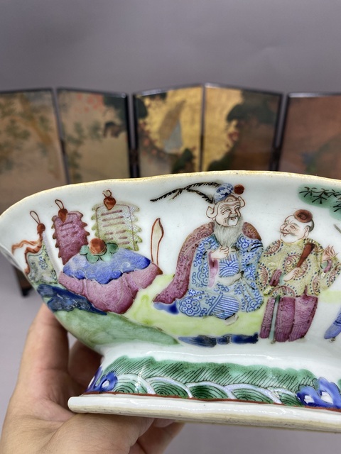 古玩陶瓷清道咸時期 粉彩人物故事紋貢碗拍賣,當前價格5777元