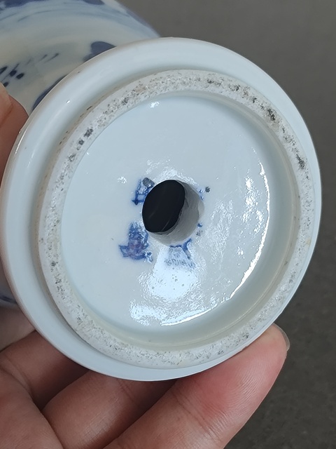 古玩陶瓷青花山水紋洗口瓶真品鑒賞圖