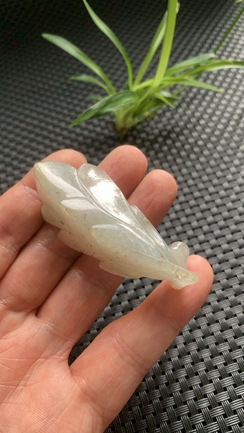古玩玉器清代翡翠雕“玉蘭花”掛件拍賣,當前價格6800元