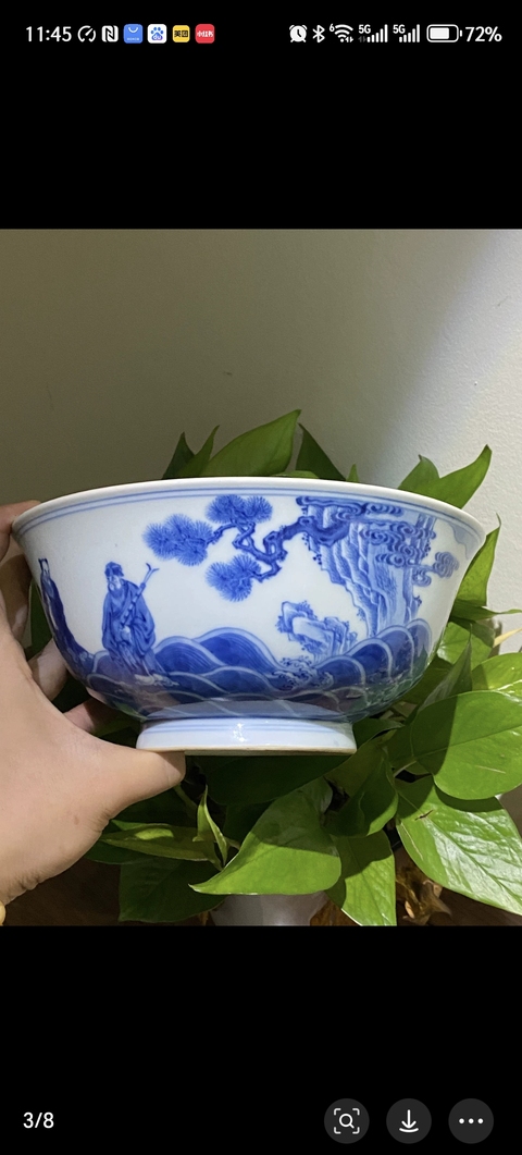 古玩陶瓷八仙圖青花碗真品鑒賞圖