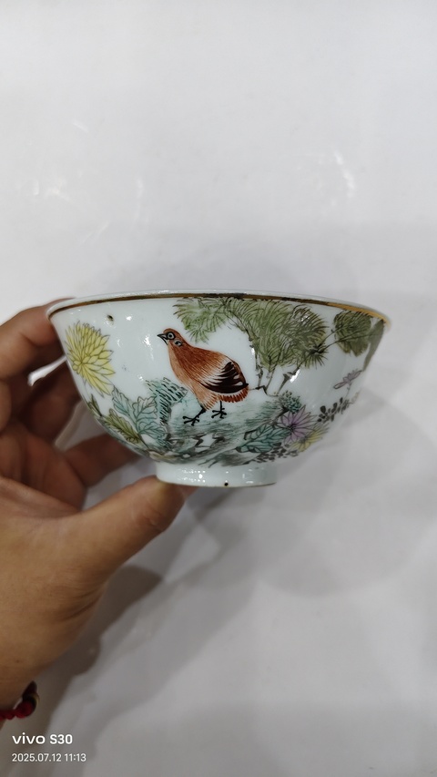 古玩陶瓷花鳥紋碗真品鑒賞圖