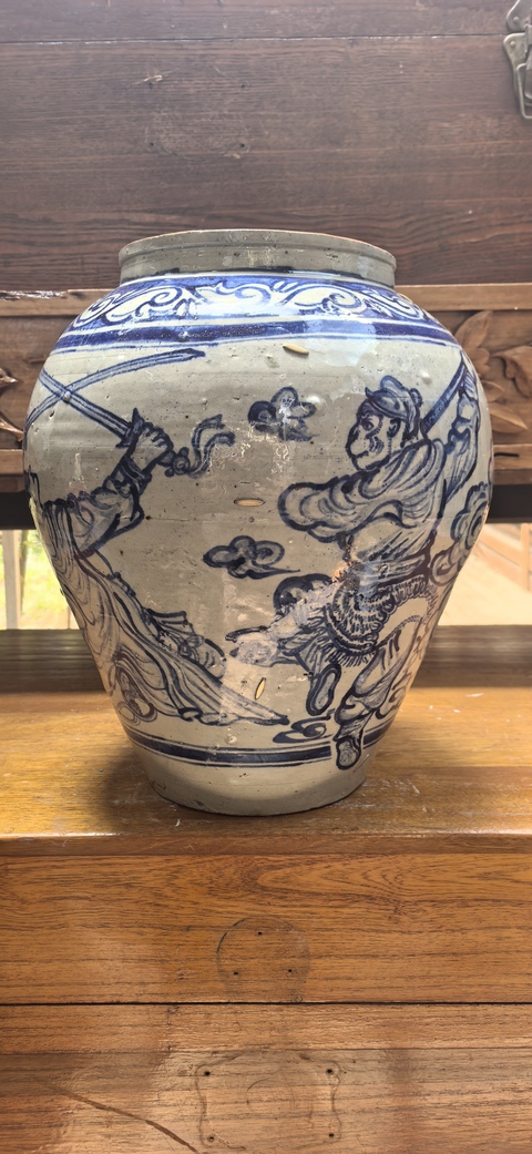 古玩陶瓷清代孫悟空三打***青花罐拍賣，當前價格8800元