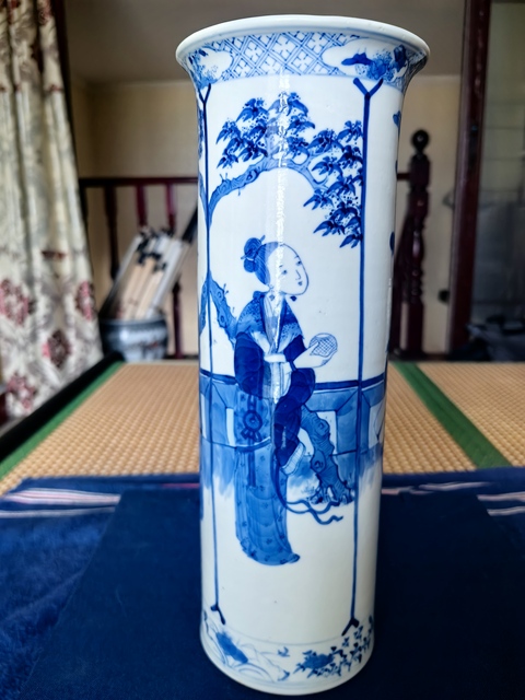 古玩陶瓷青花二喬圖箭筒真品鑒賞圖