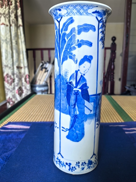 古玩陶瓷青花二喬圖箭筒真品鑒賞圖