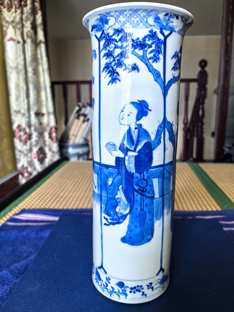 古玩陶瓷青花二喬圖箭筒真品鑒賞圖