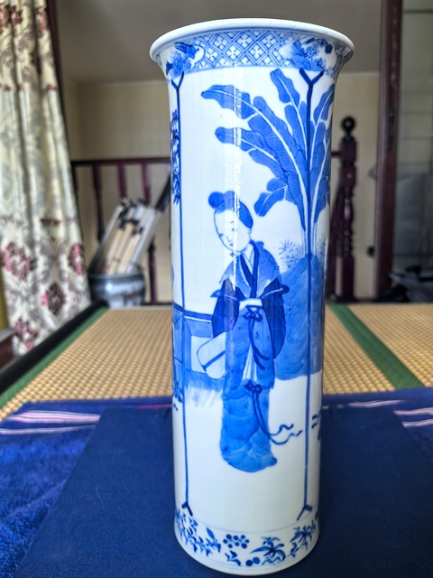 古玩陶瓷青花二喬圖箭筒真品鑒賞圖