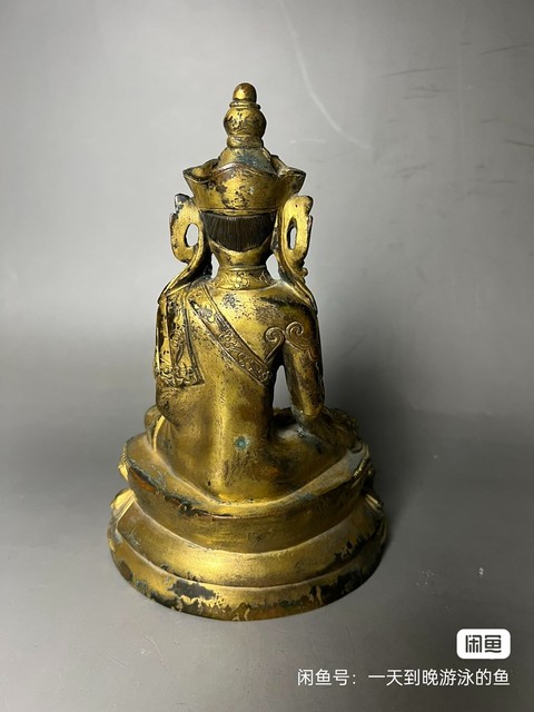 古玩銅器銅鎏金佛像真品鑒賞圖