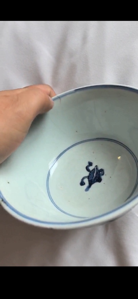 古玩陶瓷博古圖青花碗真品鑒賞圖