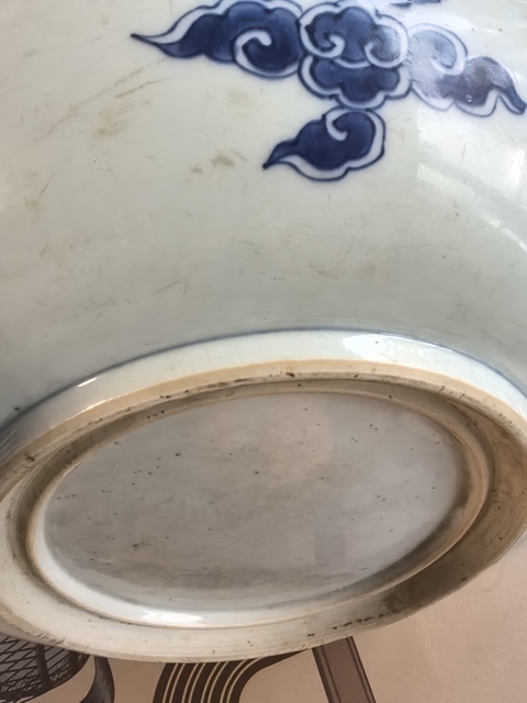 古玩陶瓷清康熙青花花卉紋雙底大盤拍賣,當(dāng)前價(jià)格9999元