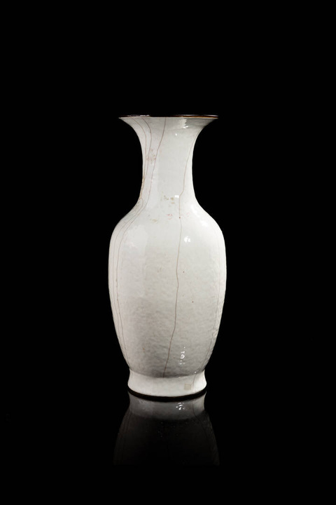 古玩陶瓷仿官釉撇口瓶真品鑒賞圖