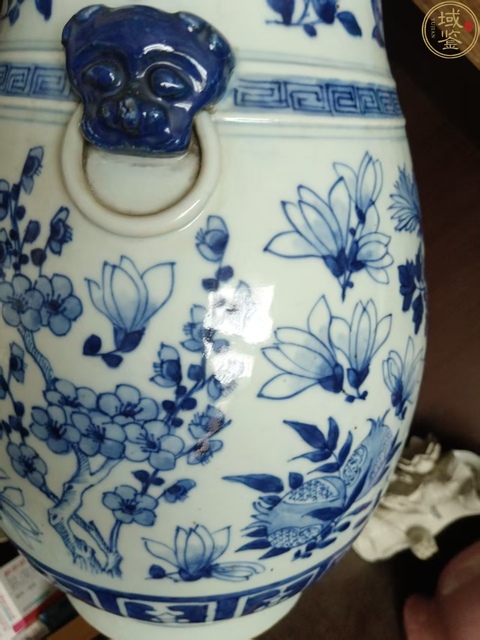 古玩陶瓷清晚·青花花果紋輔首尊 真品鑒賞圖