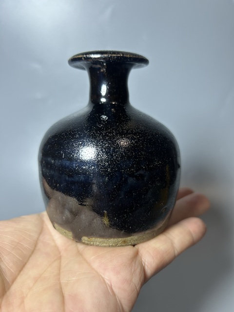 古玩陶瓷耀州黑釉嘟嚕瓶真品鑒賞圖