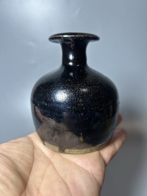 古玩陶瓷耀州黑釉嘟嚕瓶真品鑒賞圖