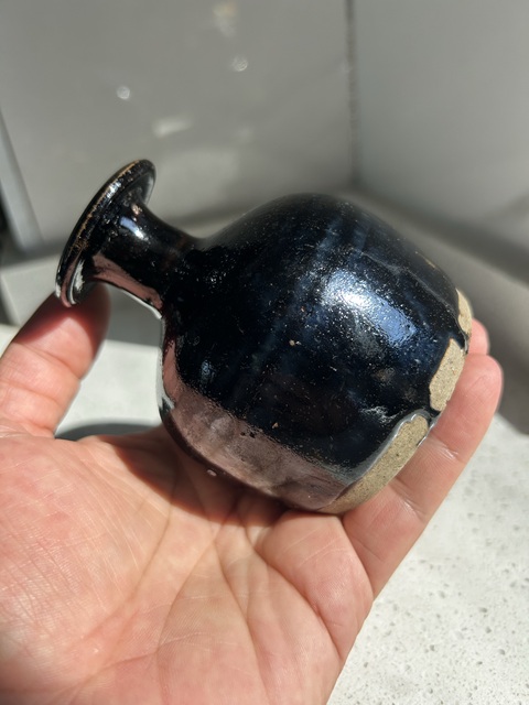 古玩陶瓷耀州黑釉嘟嚕瓶真品鑒賞圖