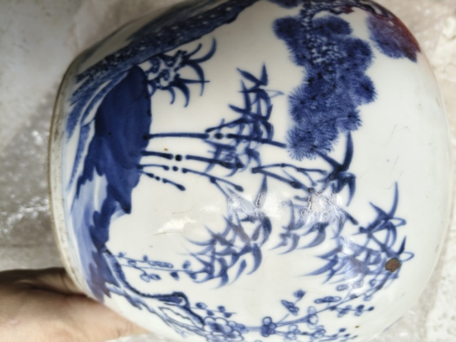 古玩陶瓷歲寒三友松竹梅罐真品鑒賞圖