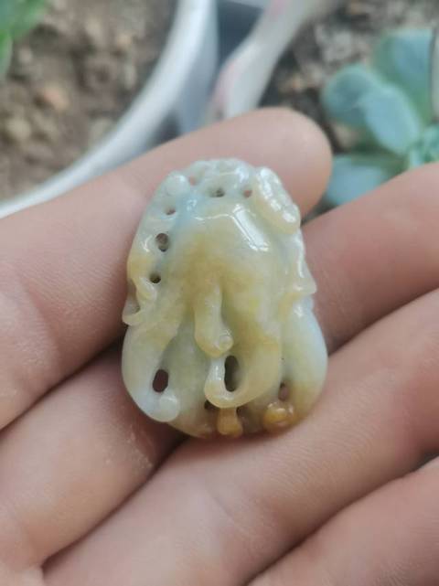 古玩玉器翡翠雕“福壽瓜”掛件真品鑒賞圖