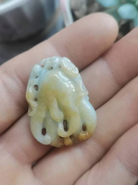 古玩玉器翡翠雕“福壽瓜”掛件真品鑒賞圖