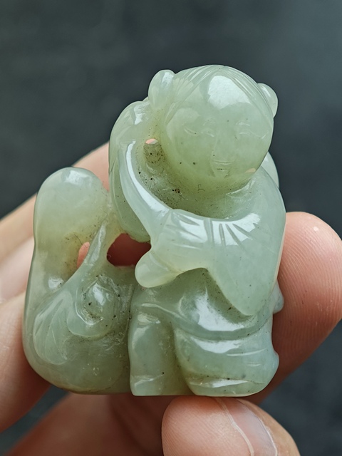 古玩玉器和田玉雕“羲之愛鵝”把件真品鑒賞圖
