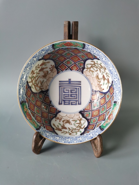 古玩陶瓷民國青花彩繪碗真品鑒賞圖