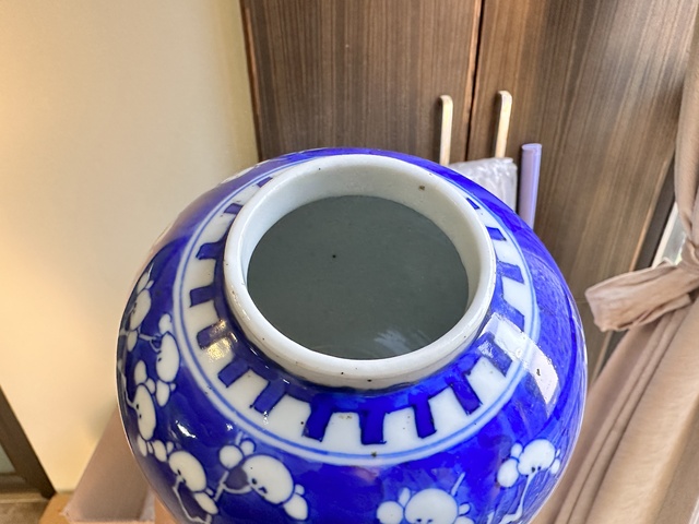 古玩陶瓷青花留白冰梅紋罐真品鑒賞圖
