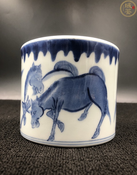古玩陶瓷青花八駿圖香爐［日本瓷］真品鑒賞圖