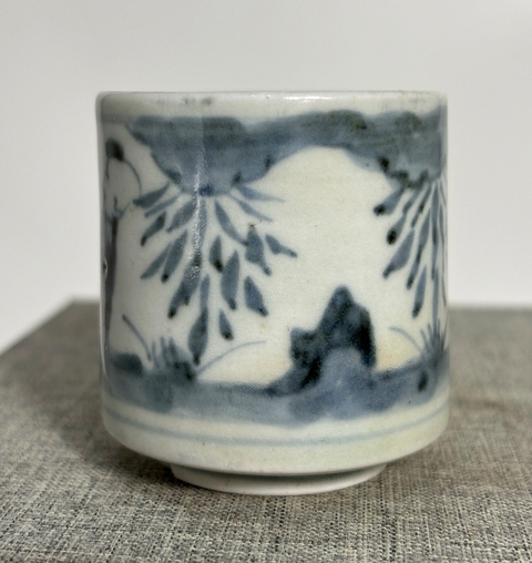古玩陶瓷人物紋青花 圈足筒式香爐真品鑒賞圖