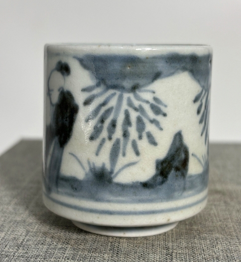 古玩陶瓷人物紋青花 圈足筒式香爐真品鑒賞圖
