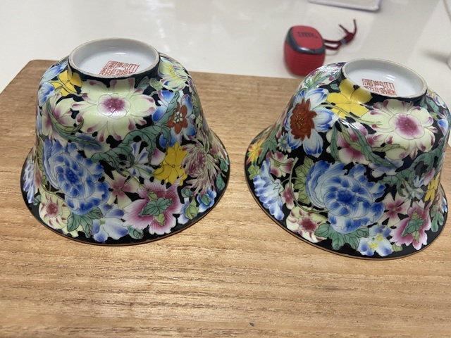 古玩陶瓷百花不落地粉彩杯真品鑒賞圖