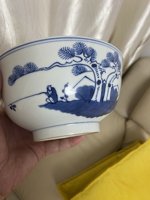 古玩陶瓷晚清青花詩文碗真品鑒賞圖