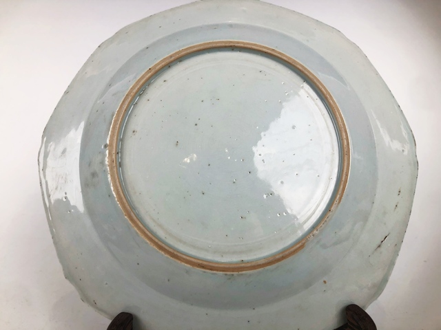 古玩陶瓷清早期·青花柳樹八方盤拍賣，當前價格297元