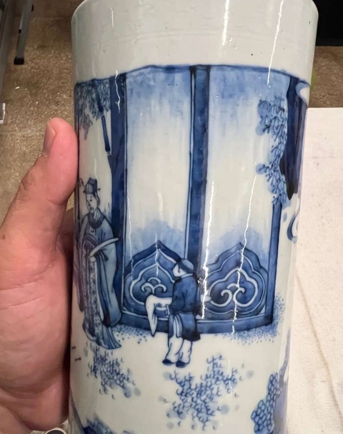 古玩陶瓷青花筆筒真品鑒賞圖