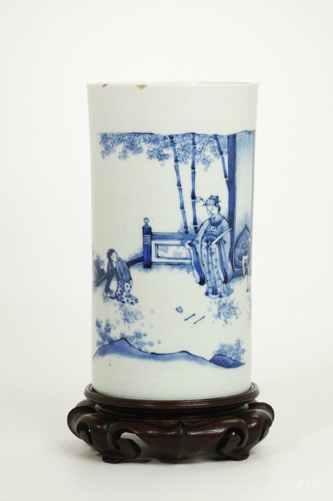 古玩陶瓷青花筆筒真品鑒賞圖
