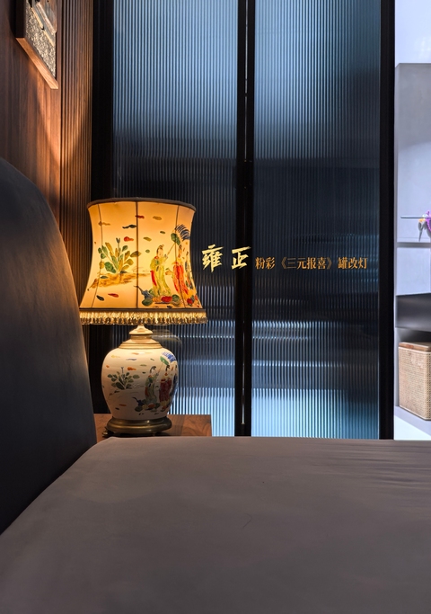古玩陶瓷雍正粉彩(三元報喜)罐改臺燈拍賣,當前價格98888元