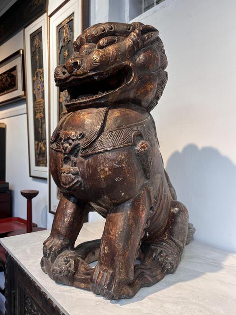 古玩雜項木雕獅子真品鑒賞圖