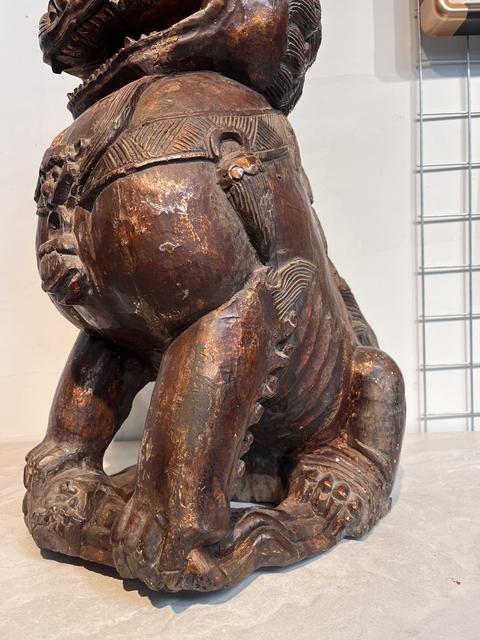 古玩雜項木雕獅子真品鑒賞圖